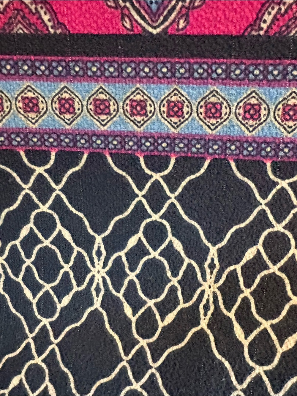 Ruby Rd. Magenta Printed Peasant Tunic with Tassel Tie - Picture 7 of 11